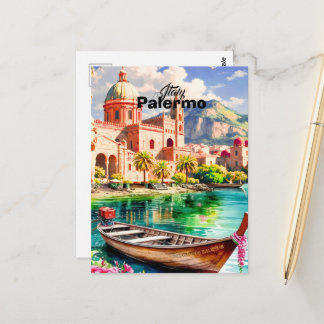 Carte Postale Palermo Italy Travel Poster, Sicily Cityscape Wall