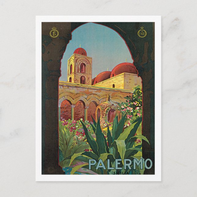 Carte Postale Palermo Sicilia Italie Poster Vintage voyage Art (Devant)