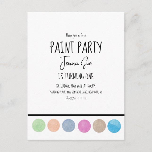 Carte Postale Palette d'aquarelle pour fête d'anniversaire Paint (Devant)
