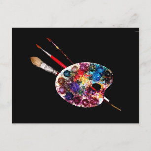 CARTE POSTALE PALETTE DE COULEUR ARTISTE ET BROUILLES