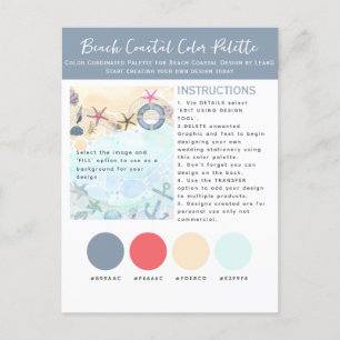 Carte Postale Palette de couleurs Modèle pour Beach Coastal par 