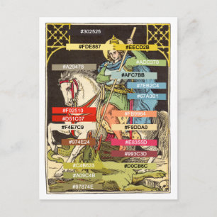 Carte Postale Palette de couleurs pour Saint Georges à cheval (B