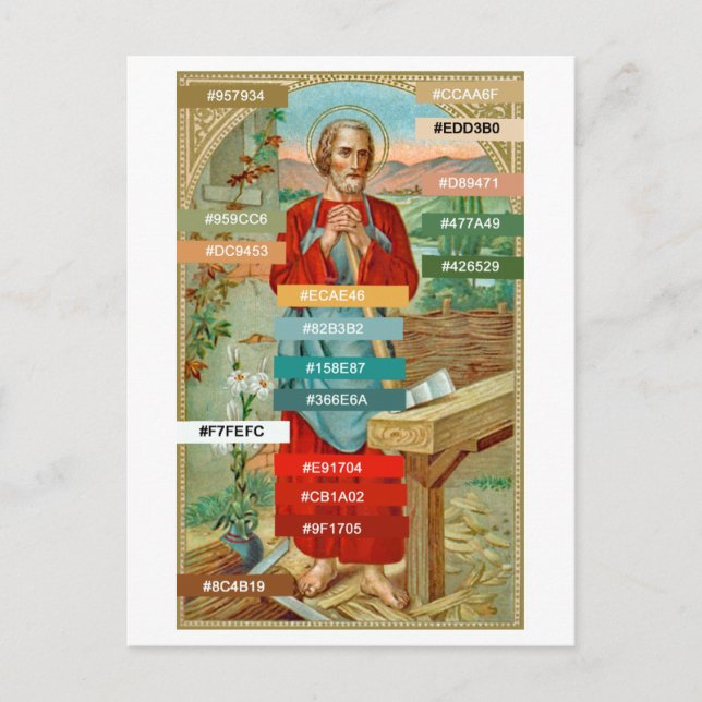 Carte Postale Palette de couleurs pour St. Joseph le travailleur (Devant)