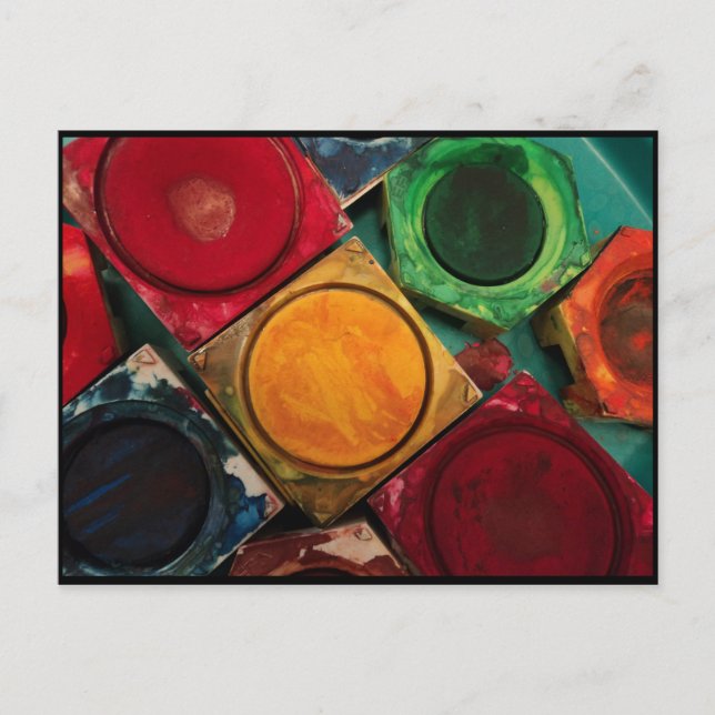 Carte Postale Palette de la boîte de peinture d'aquarelle (Devant)