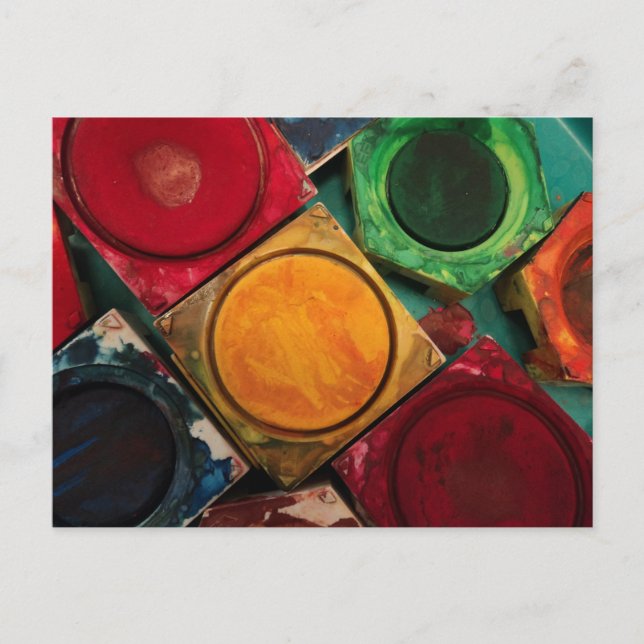 Carte Postale Palette de la boîte de peinture d'aquarelle (Devant)