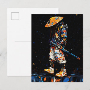 Carte Postale Palette de Ninja Cyber Couteau Néon Orange Impasto