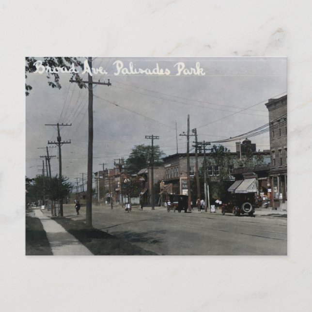 Carte Postale Palisades Park NJ Broad Ave 1920 (Devant)