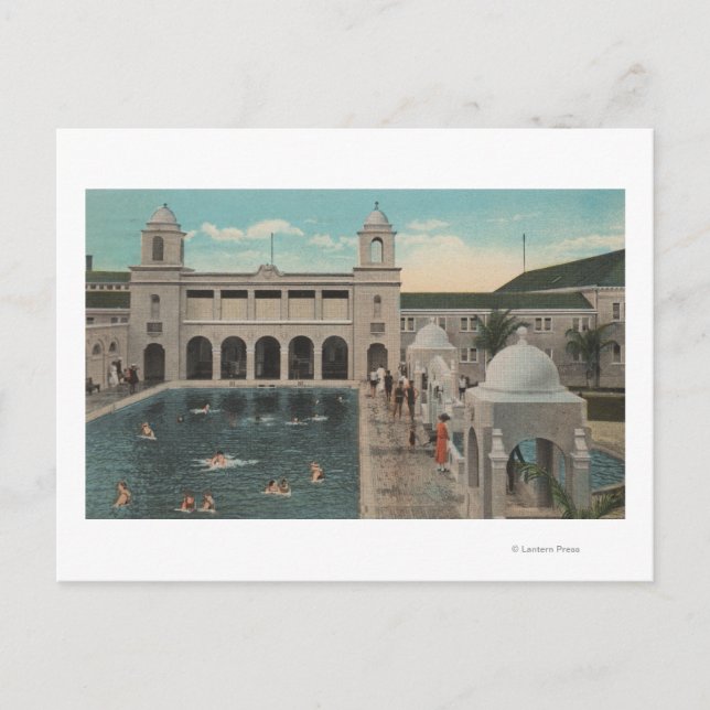 Carte Postale Palm Beach, FL - Vue extérieure de la piscine et d (Devant)