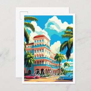 Carte Postale Palm Beach Florida USA illustration de voyage vint