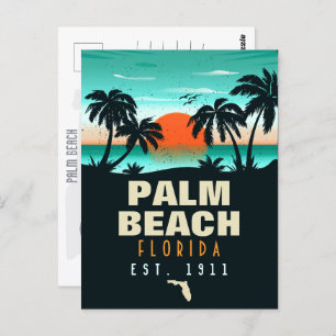 Carte Postale Palm Beach Floride Retro Sunset Souvenirs 60 ans