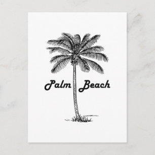 Carte Postale Palm Beach noir et blanc Floride & Palm design