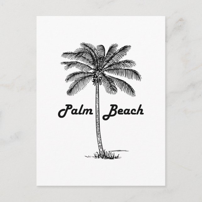 Carte Postale Palm Beach noir et blanc Floride & Palm design (Devant)
