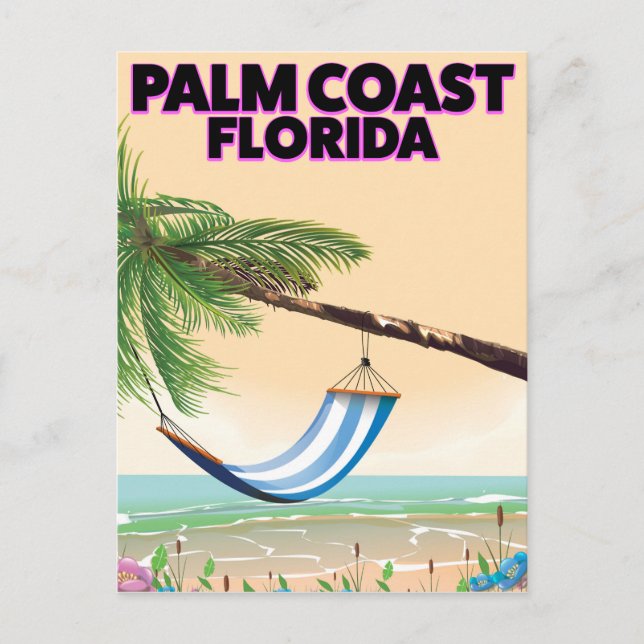 Carte Postale Palm Coast Florida poster de voyage. (Devant)