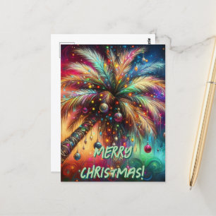 Carte Postale Palm de Noël Plage tropicale personnalisée