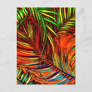 Carte Postale Palm Leaf Art Jungle Fire Edit