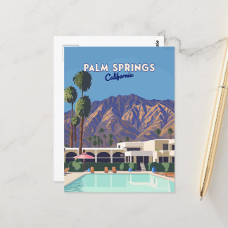 Carte Postale Palm Springs California Pool Hotel Trees Retro