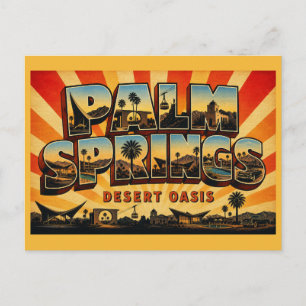 Carte Postale Palm Springs Californie Oasis du désert Art Vintag