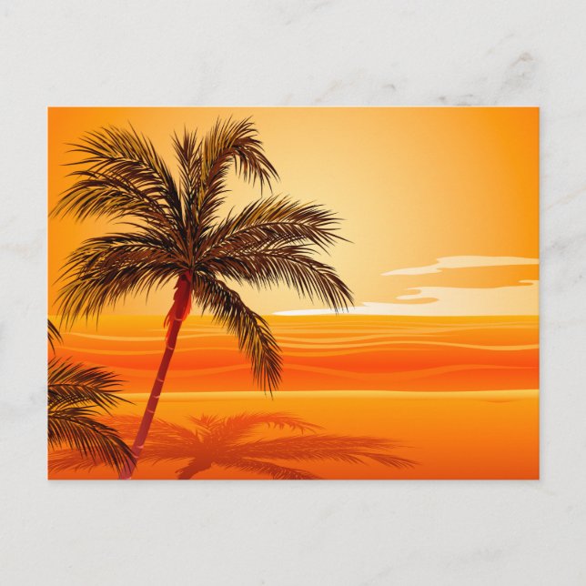 Carte Postale Palm Tree Beach Sunset (Devant)