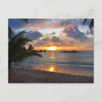 Palm Tree Beach Sunset de l'île tropicale des Seyc