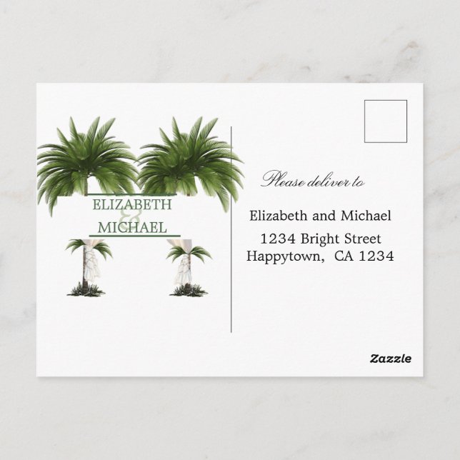 Carte Postale Palm Tree élégant moderne chic mariage juif RSVP (Dos)