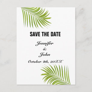 Carte Postale Palm Tree Foliage Vert Aquarelle Feuille Mariage