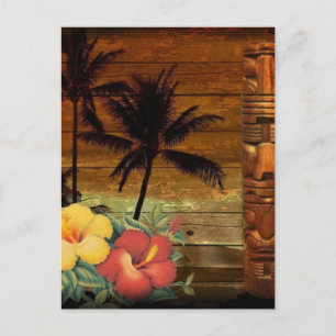Carte Postale Palm Tree totem tropical Floral hibiscus Hawaiian