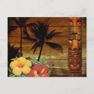 Carte Postale Palm Tree totem tropical Floral hibiscus Hawaiian