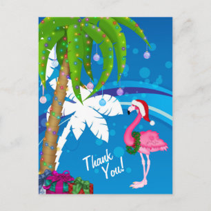 Carte Postale Palm Trees Père Noël Flamant rose Vacances Plage M