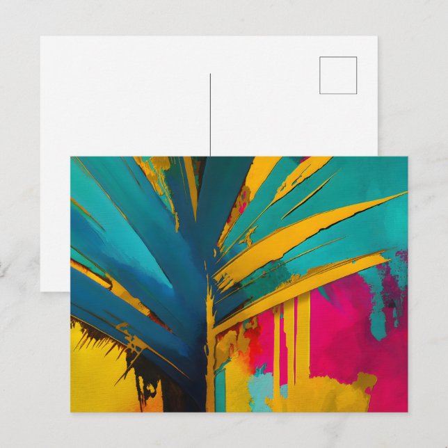 Carte Postale Palme d'or – Énergie Tropicale Abstraite (Devant / Derrière)