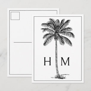 Carte Postale Palme noire de palmier côtier monogramme