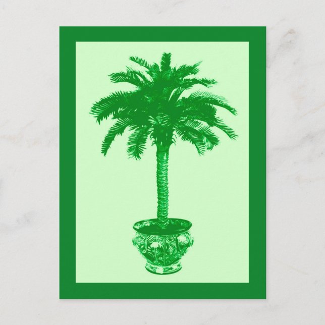 Carte postale Palmier en pot, Émeraude et Vert Cla (Devant)