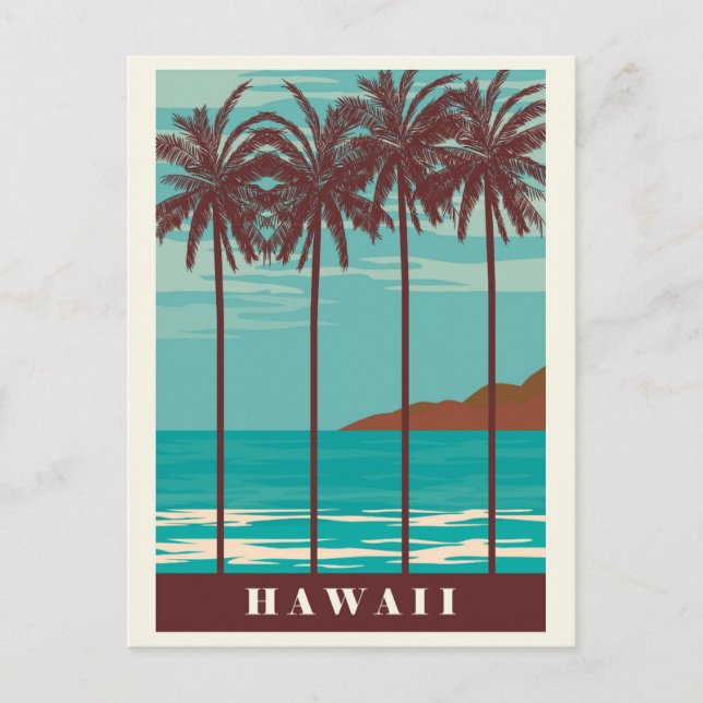 Carte Postale Palmier vintage Hawaii Ocean Beach (Devant)