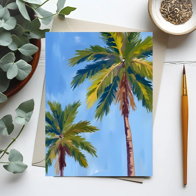 Carte Postale Palmiers Aquarelle Tropical (Créateur téléchargé)