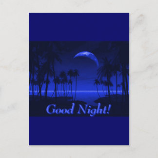 CARTE POSTALE PALMIERS BLEUS BLEUS TROPICAUX PROFONDS BLANCS BLE