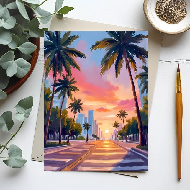 Carte Postale Palmiers couchés de soleil de Miami (Créateur téléchargé)