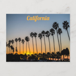 Carte Postale Palmiers de Californie sur la plage au coucher du 