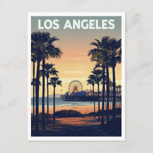 Carte Postale Palmiers de Los Angeles et Jetée de Santa Monica