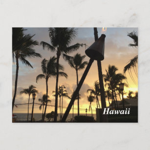 Carte Postale Palmiers et coucher de soleil hawaïen