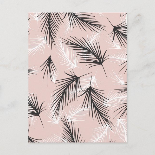 Carte Postale Palmiers Noir Blanc Ton Terreux Rose (Devant)