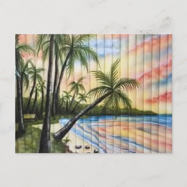 CARTE POSTALE PALMIERS TROPICAUX AVEUGLES DE PLAGE (Devant)