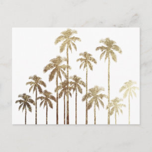 Carte Postale Palmiers tropicaux or glamour sur blanc