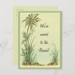 Carte Postale Palmiers vintages Nous avons déménagé à la plage