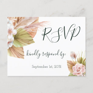 Carte Postale Pampass Tropical Grass Rustique Mariage Floral RSV