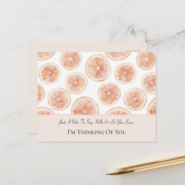 Carte Postale Pamplemousse Aéré En Pensant à Toi (Devant/Arrière en situation)