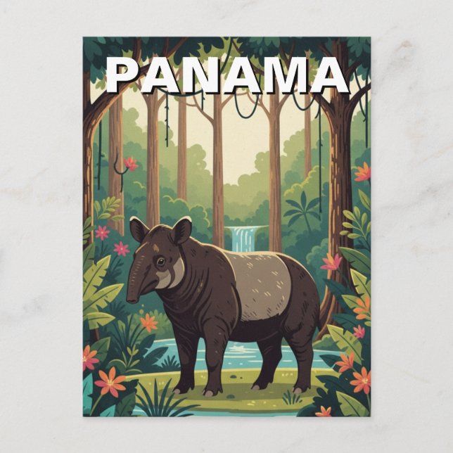 Carte Postale Panama Tapir dans le Parc National de Coiba Voyage (Devant)