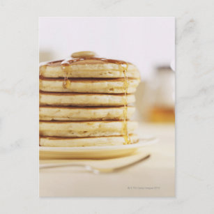 Carte Postale Pancakes et sirop d'érable fondu