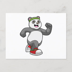 Carte Postale Panda à courir avec bandeau