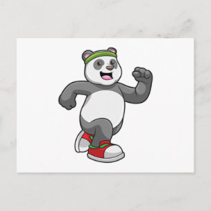 Carte Postale Panda à courir avec bandeau