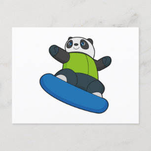 Carte Postale Panda a Snowboarder