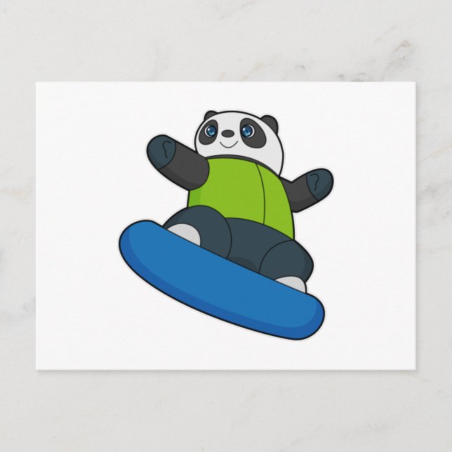 Carte Postale Panda a Snowboarder (Devant)